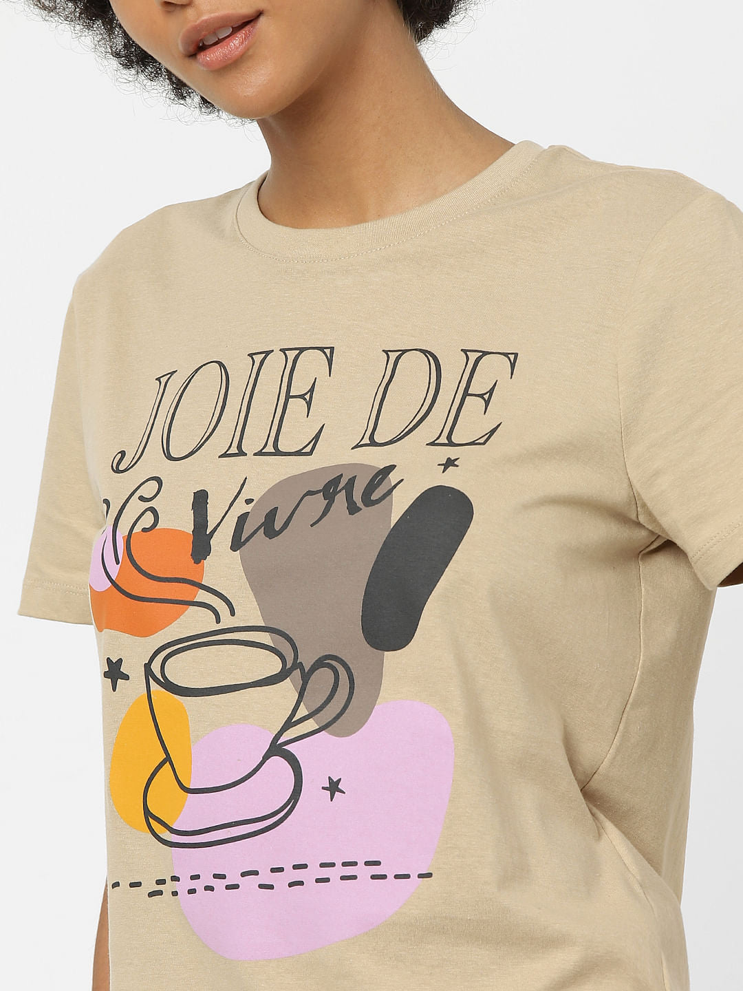 Beige Graphic Print T-Shirt