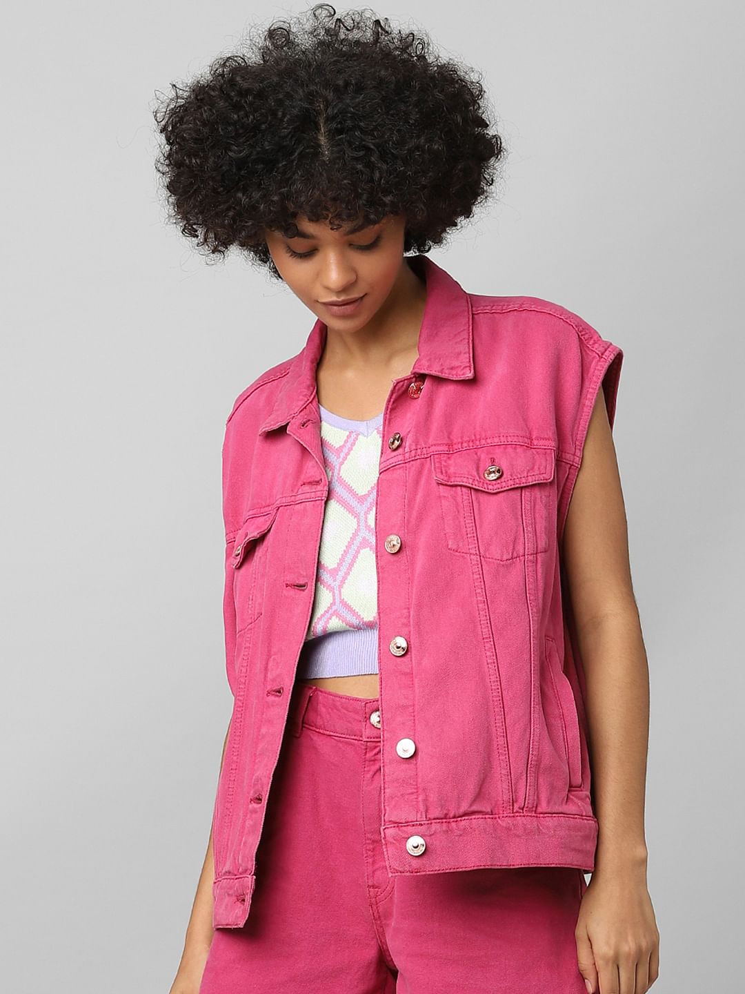 Pink Oversized Denim Jacket