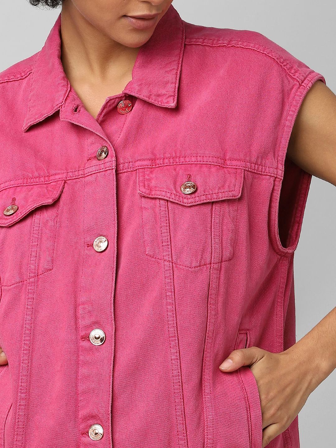 Pink Oversized Denim Jacket