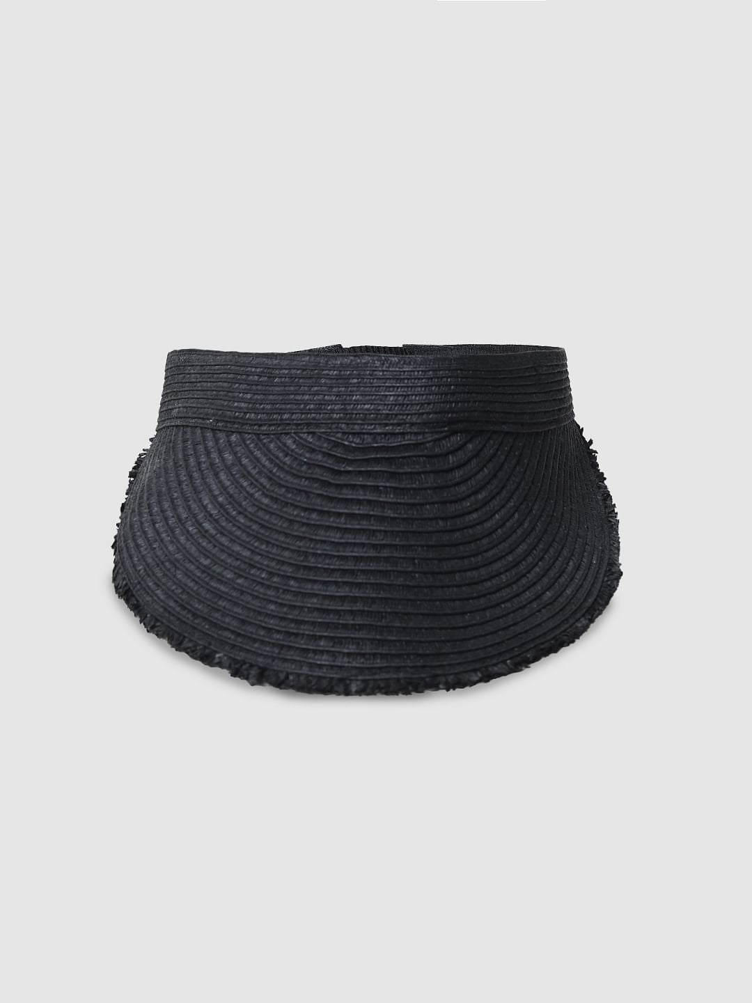 Black Straw Sun Visor