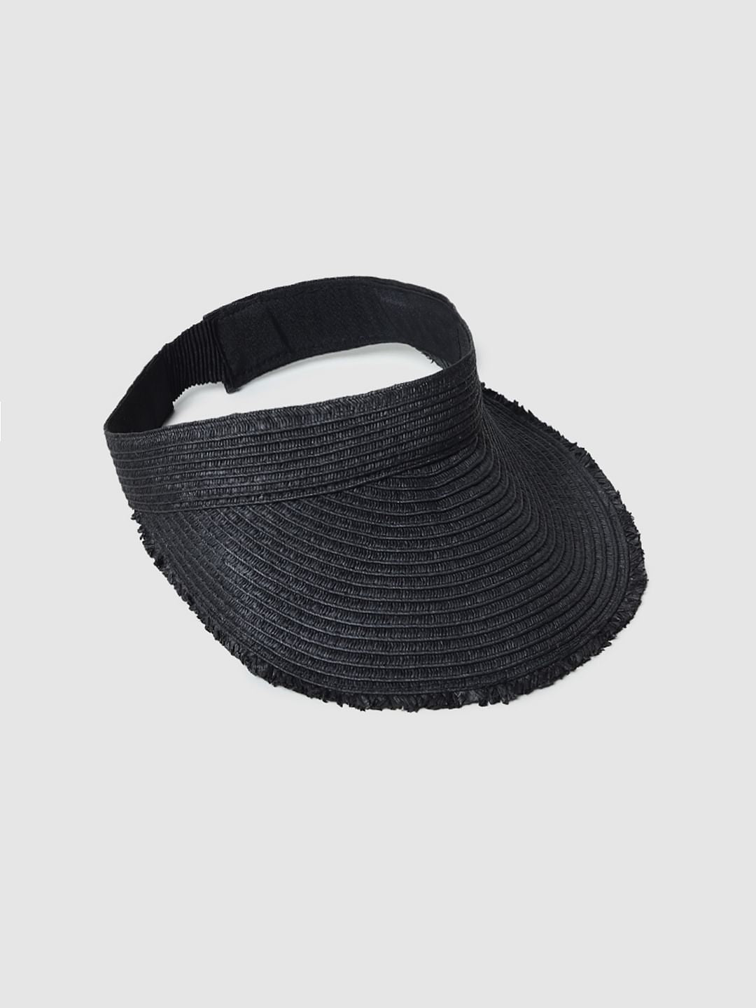Black Straw Sun Visor