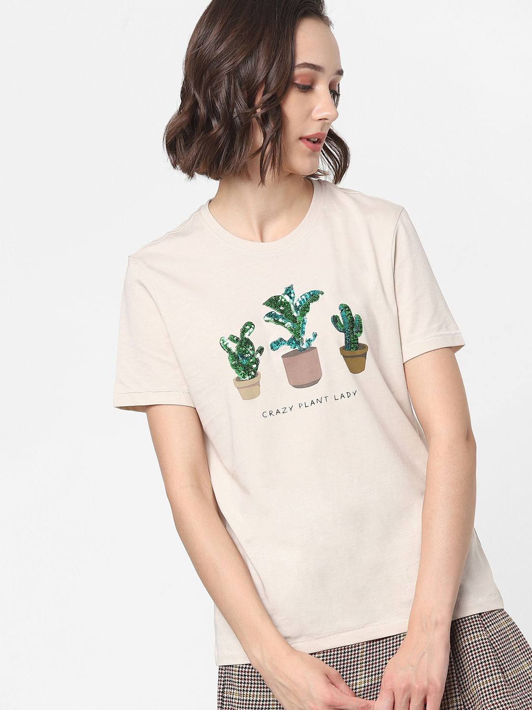 Beige Graphic Print T-Shirt