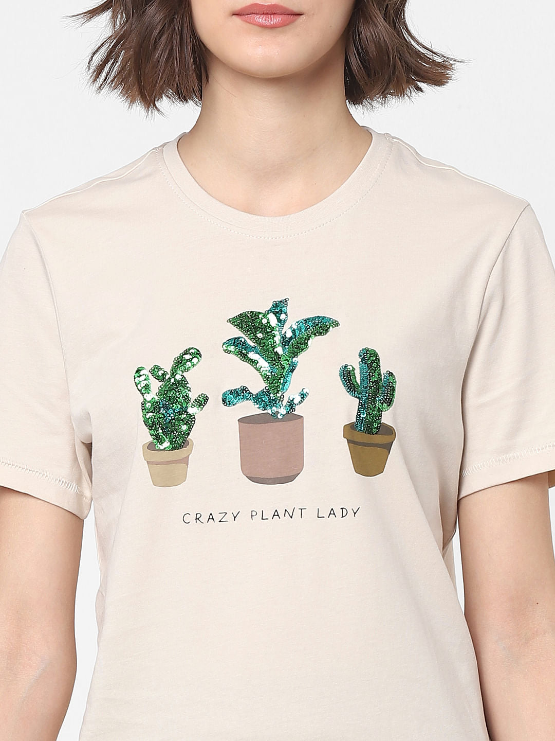 Beige Graphic Print T-Shirt