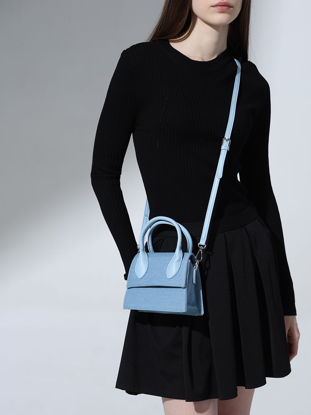 Blue Denim Crossbody Bag