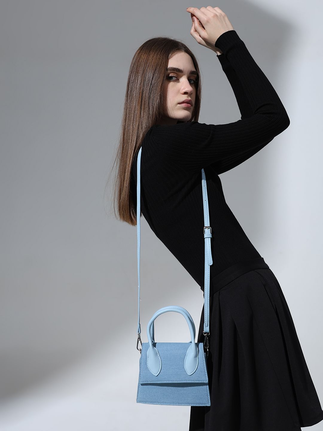 Blue Denim Crossbody Bag