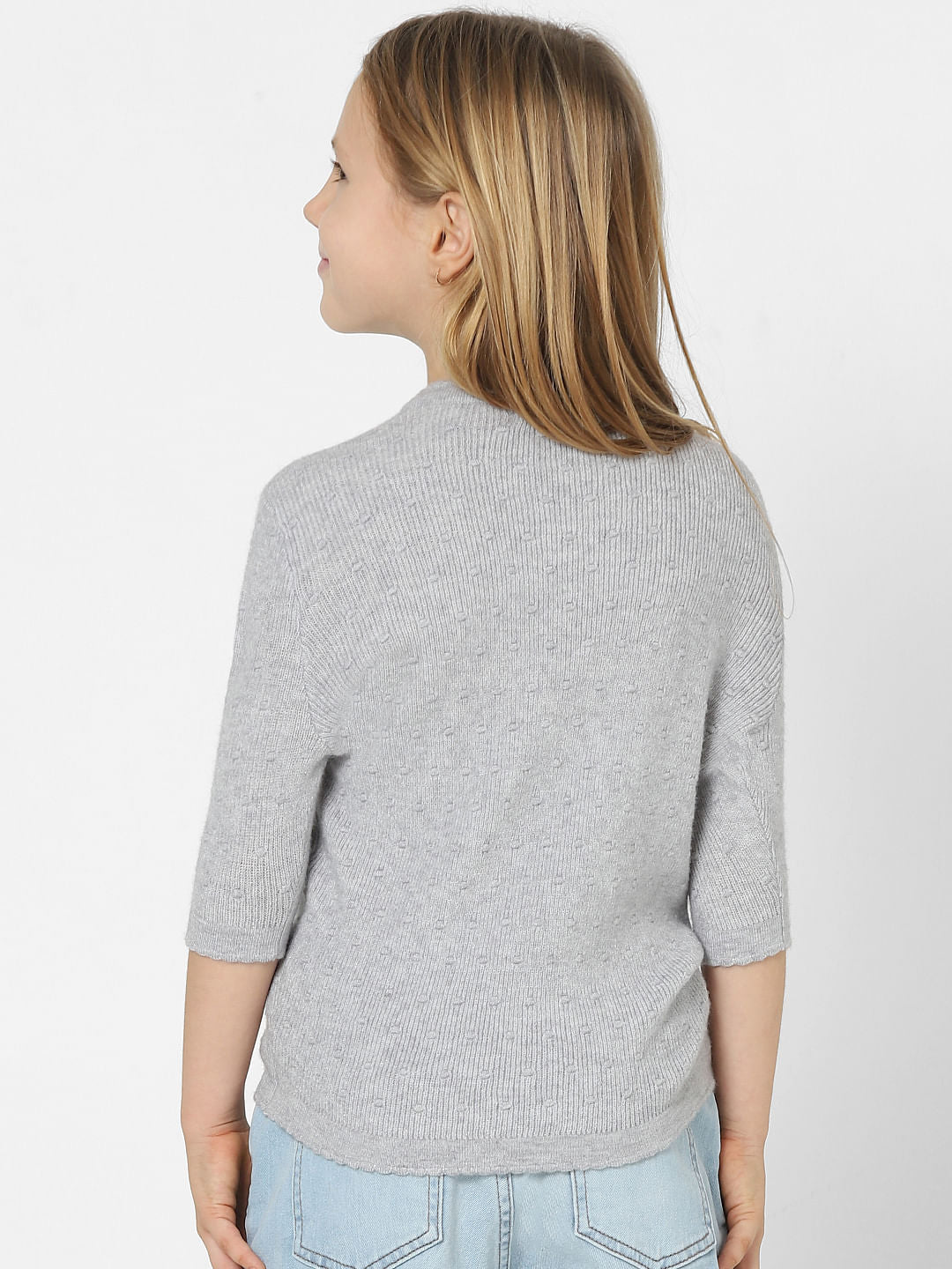 Girls Grey Textured Pullover