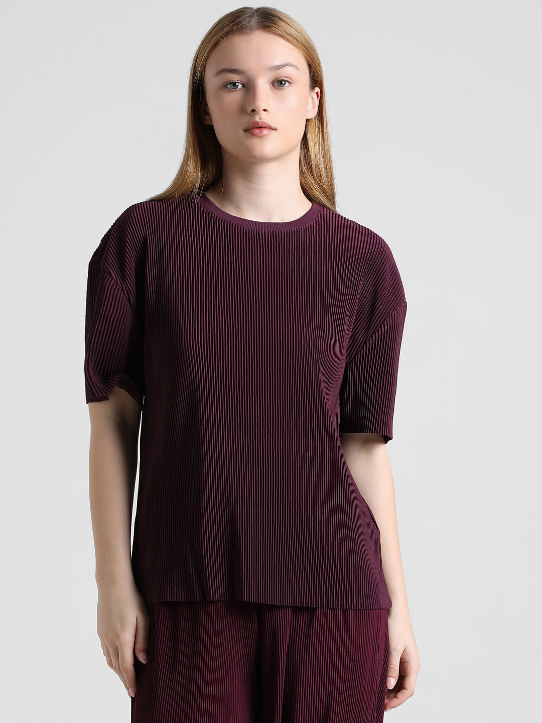 Purple Pleated T-Shirt