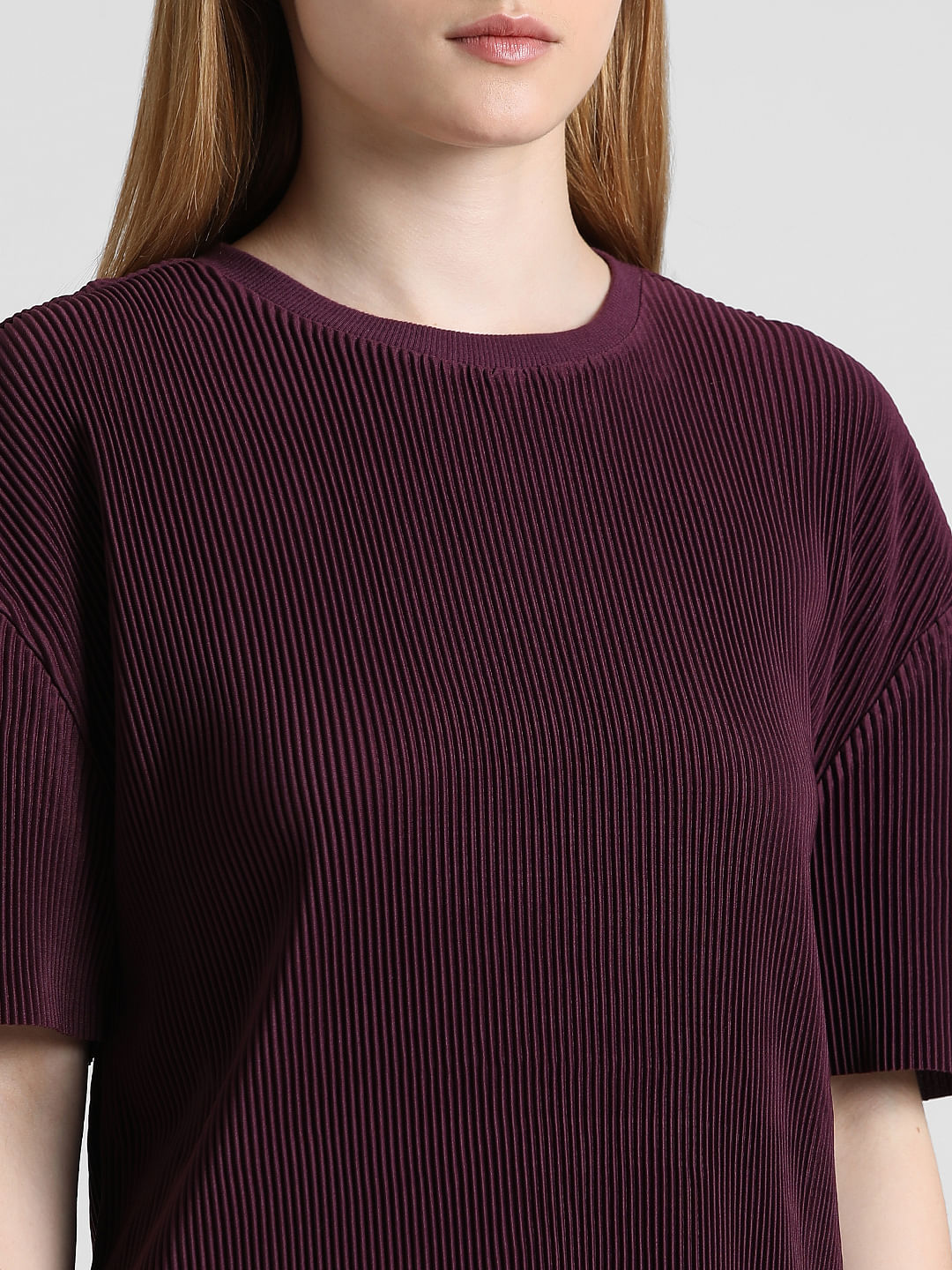 Purple Pleated T-Shirt