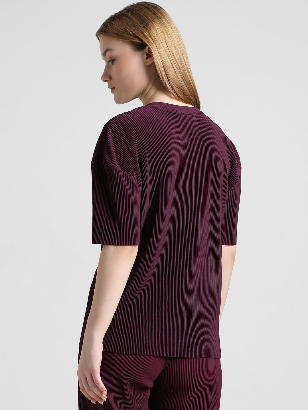 Purple Pleated T-Shirt