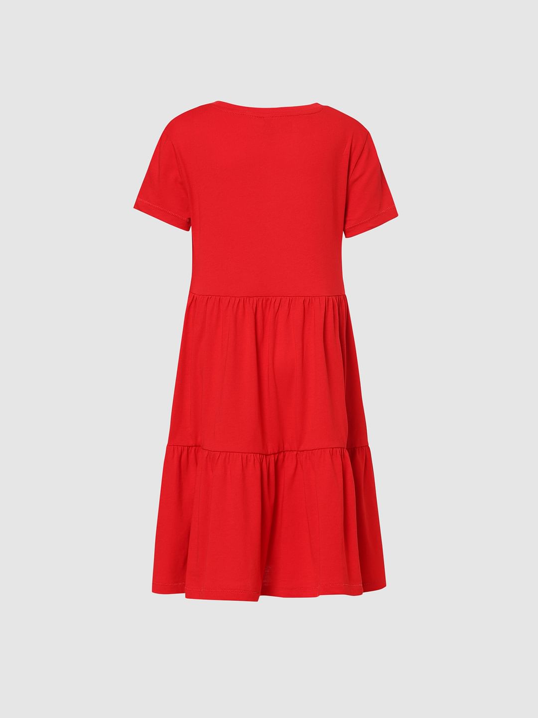 Girls Red Tiered Dress