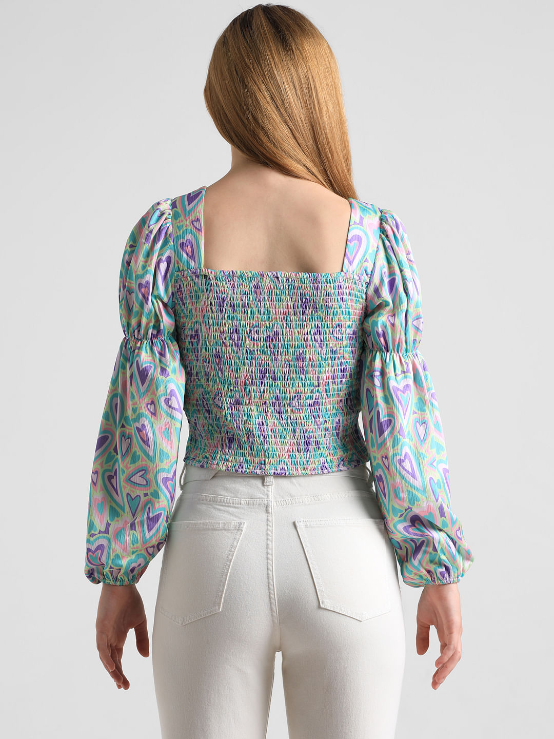 Green Abstract Print Top