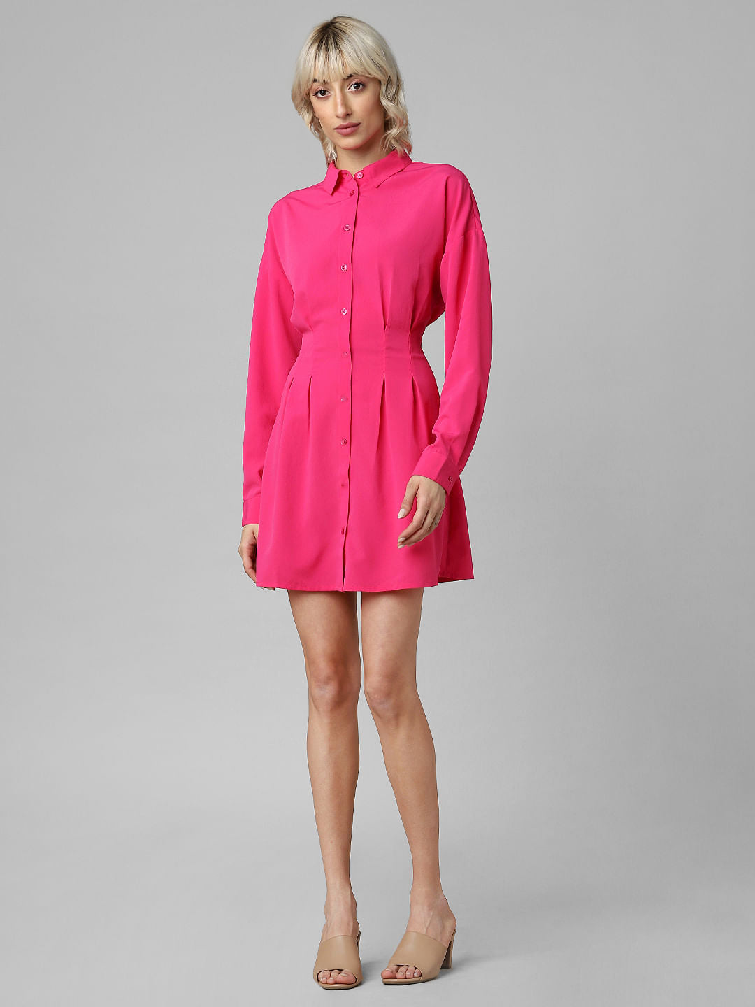 Pink Mini Shirt Dress