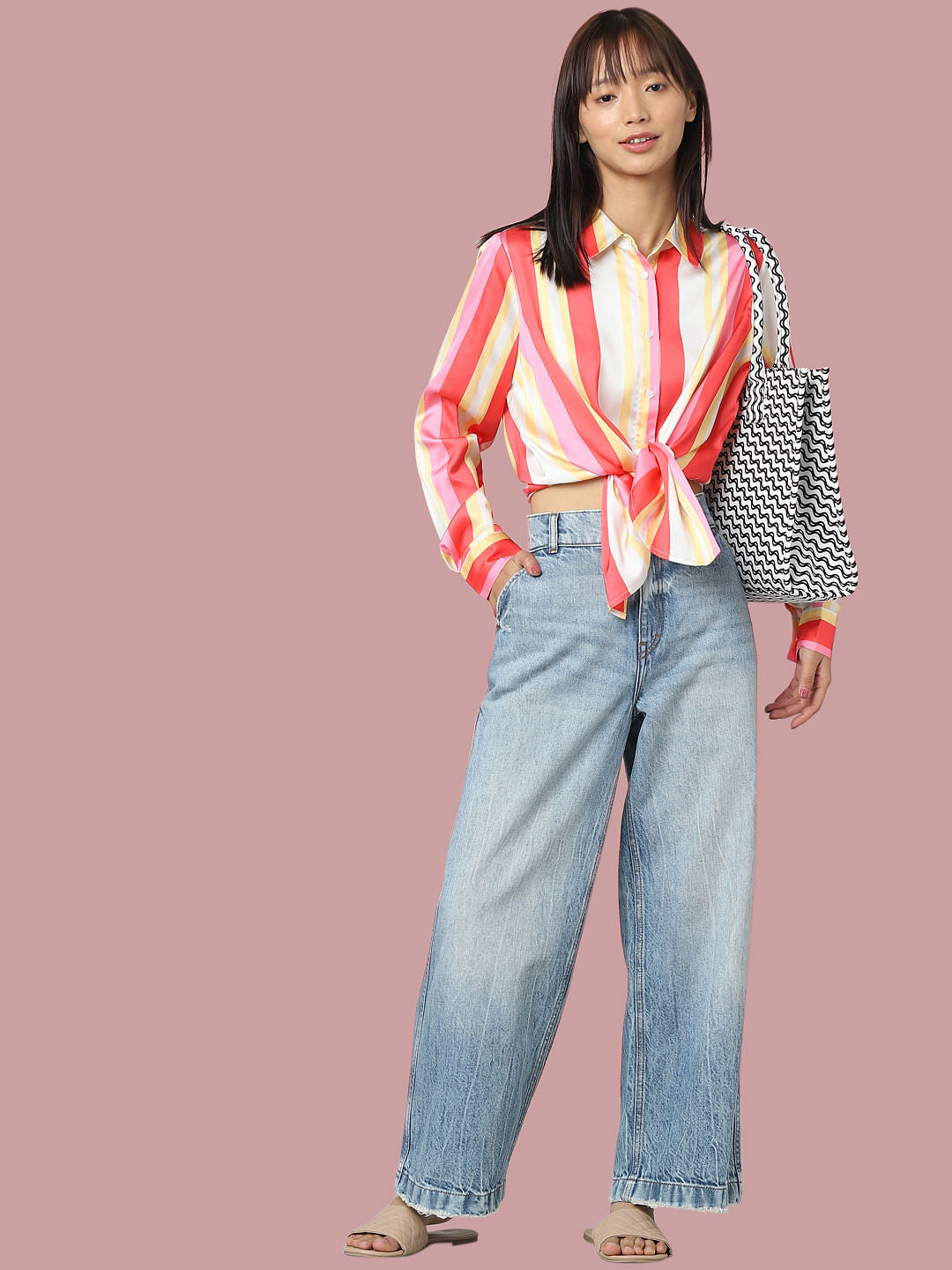 Pink Colourblocked Shirt