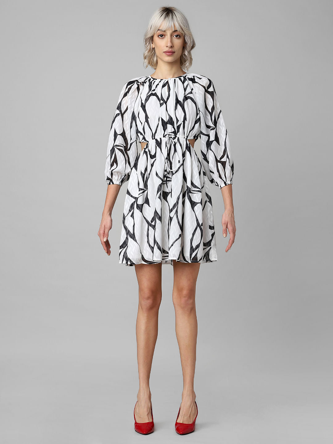 Black & White Cut-Out Mini Dress