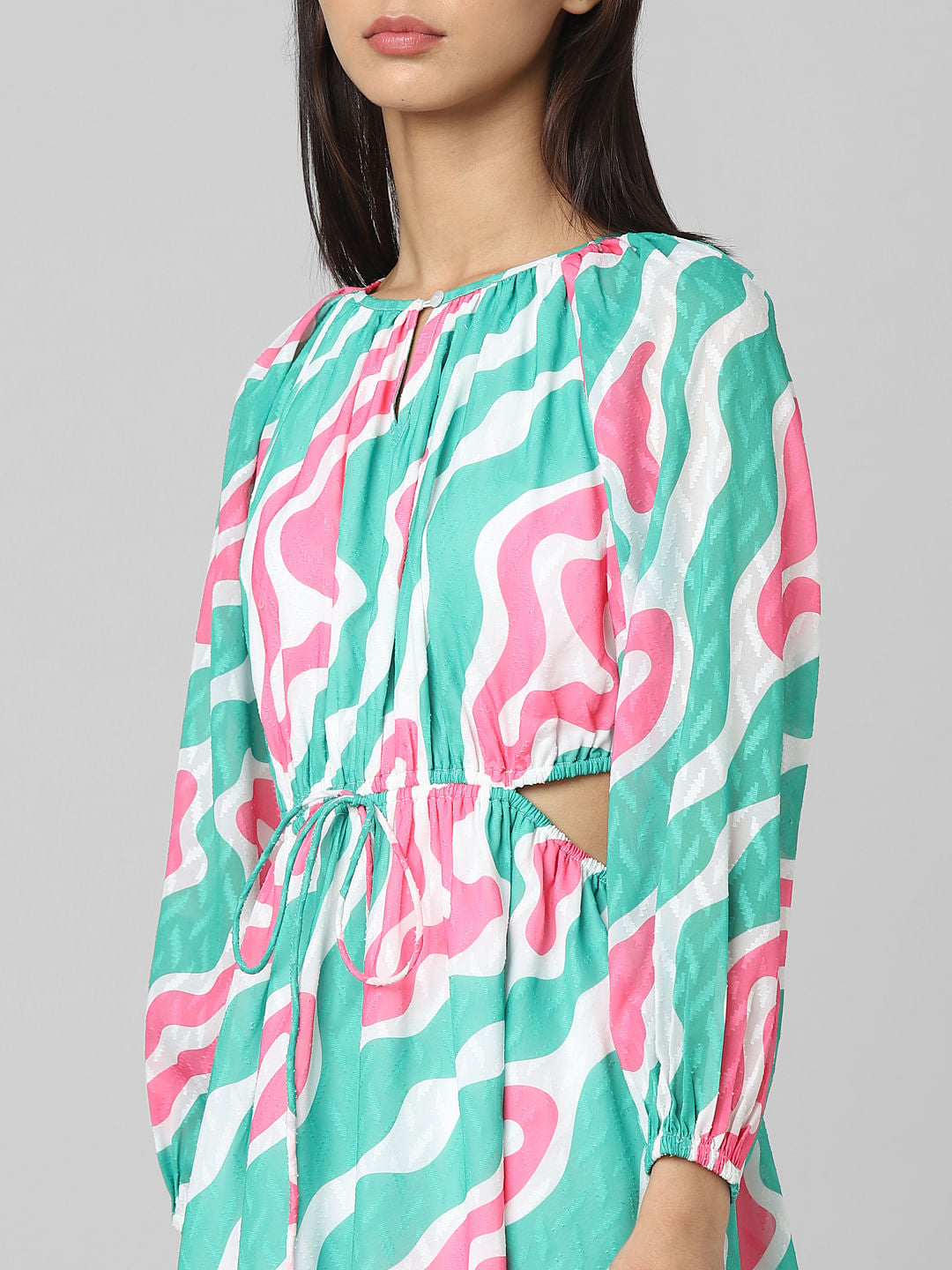 Green Abstract Print Mini Dress