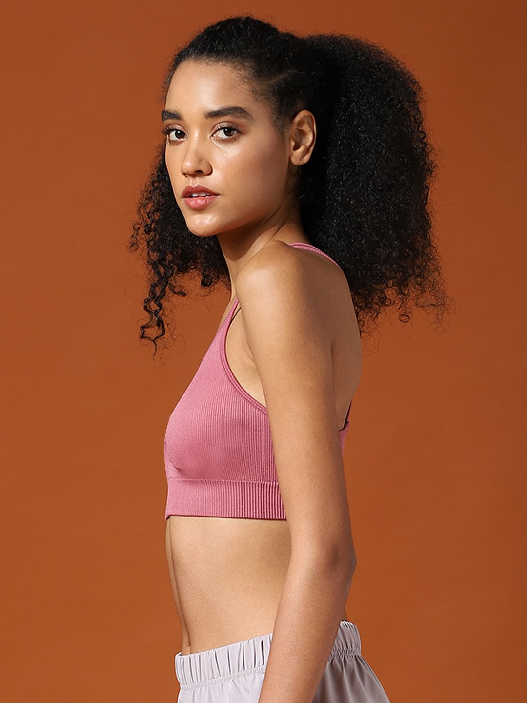 Pink Double Strap Sports Bra