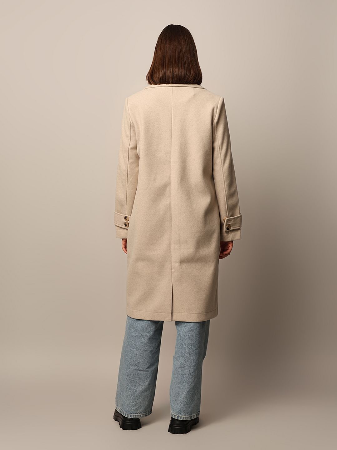 Beige Single Breasted Coat