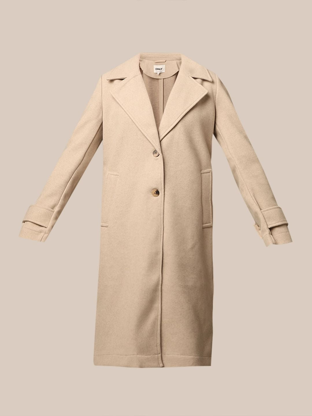 Beige Single Breasted Coat