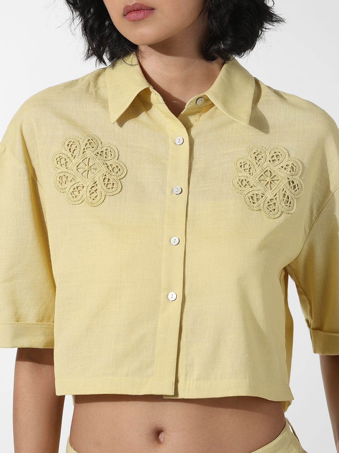 Yellow Applique Detail Co-Ord Set Shirt