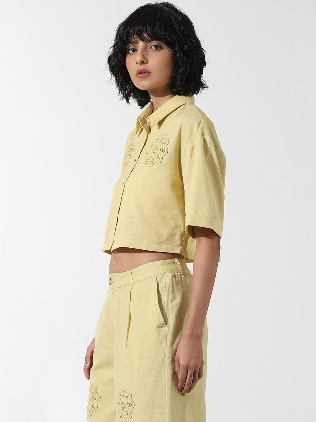 Yellow Applique Detail Co-Ord Set Shirt