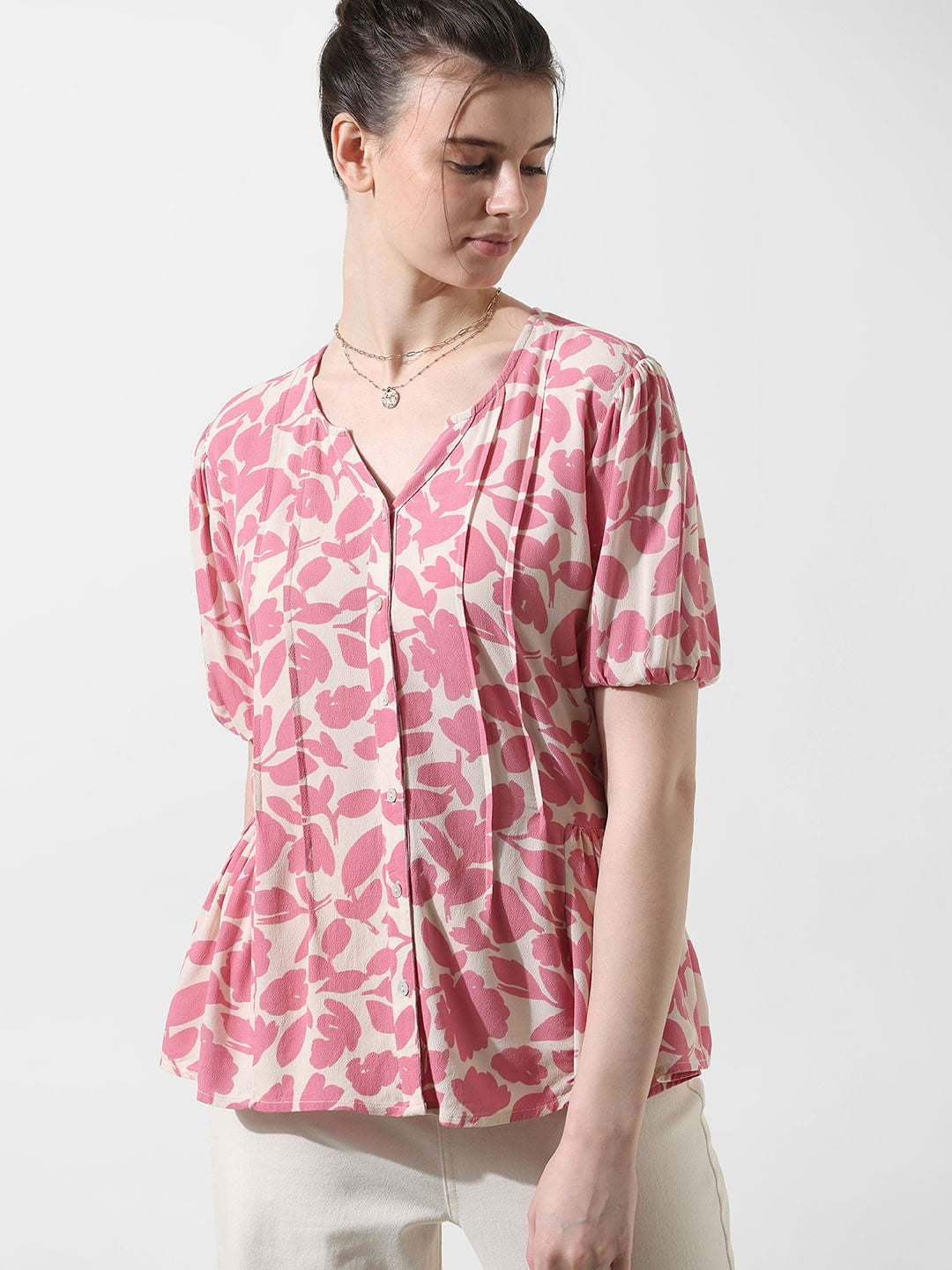 Pink Floral Print Top