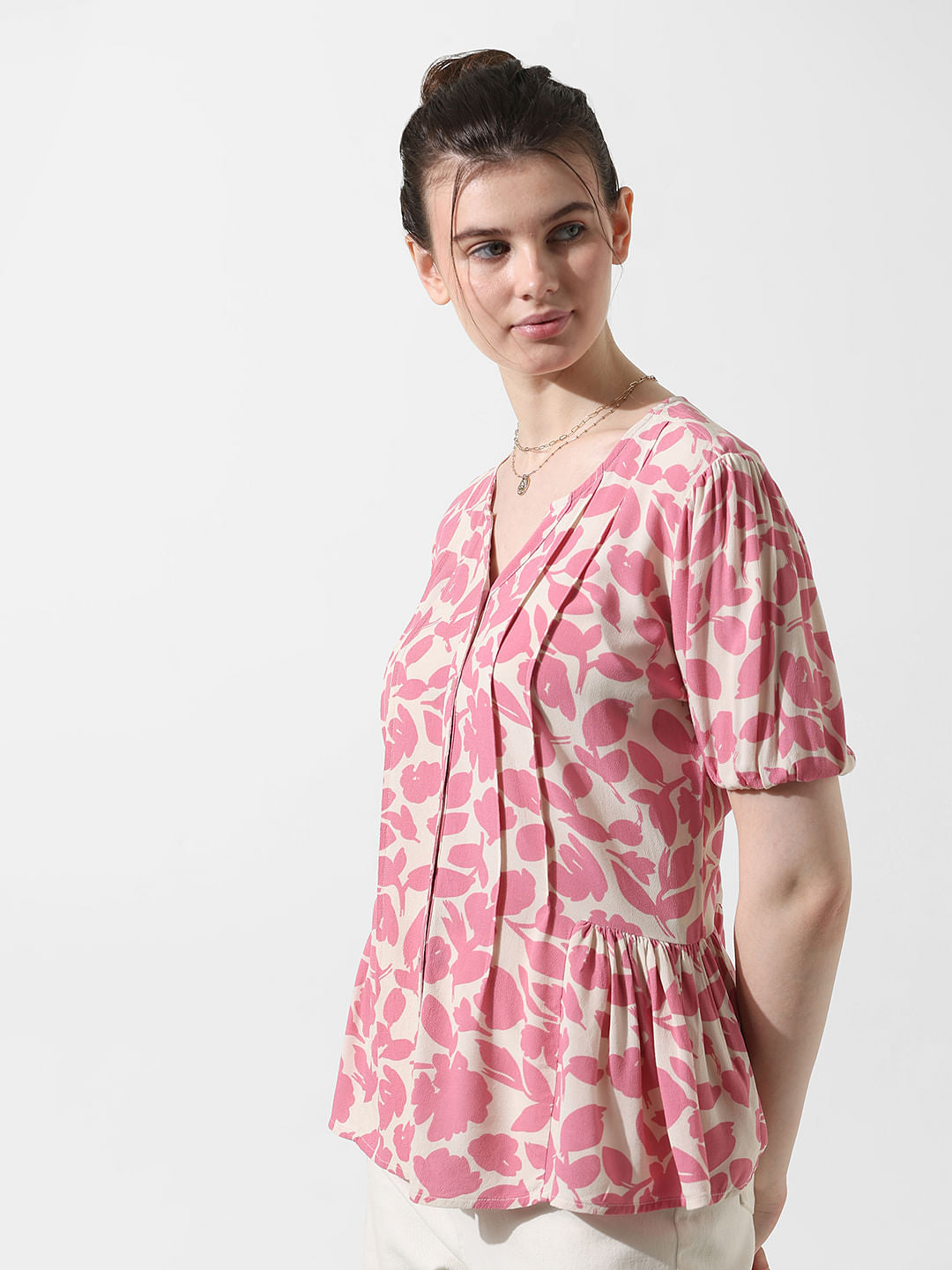 Pink Floral Print Top