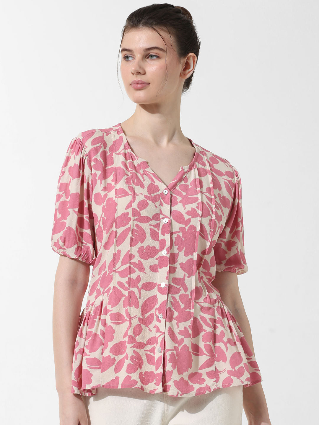 Pink Floral Print Top