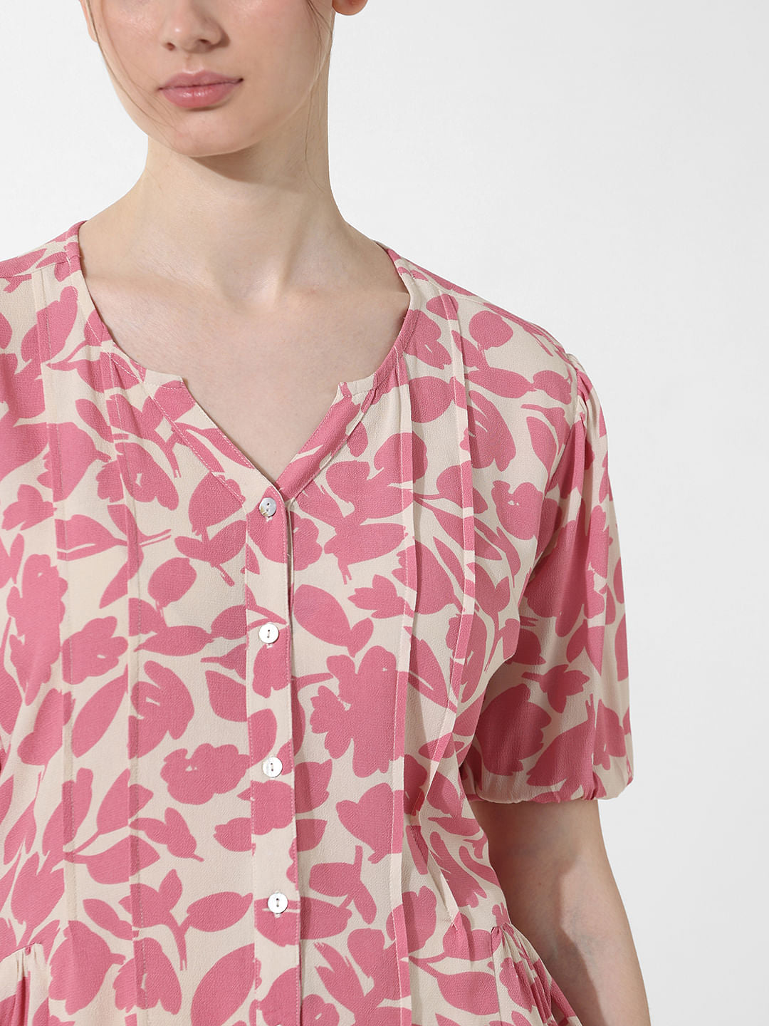 Pink Floral Print Top