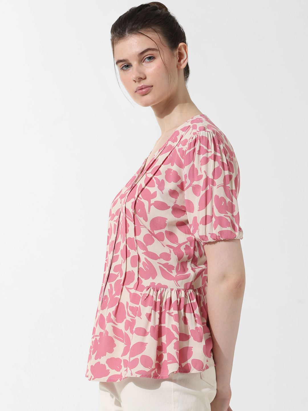 Pink Floral Print Top