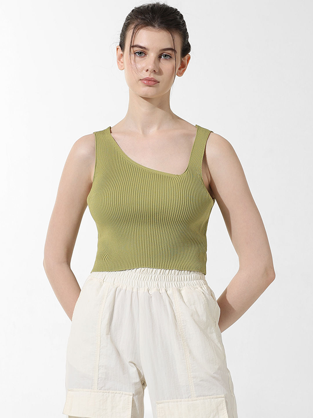 Green Rib-Knit Top