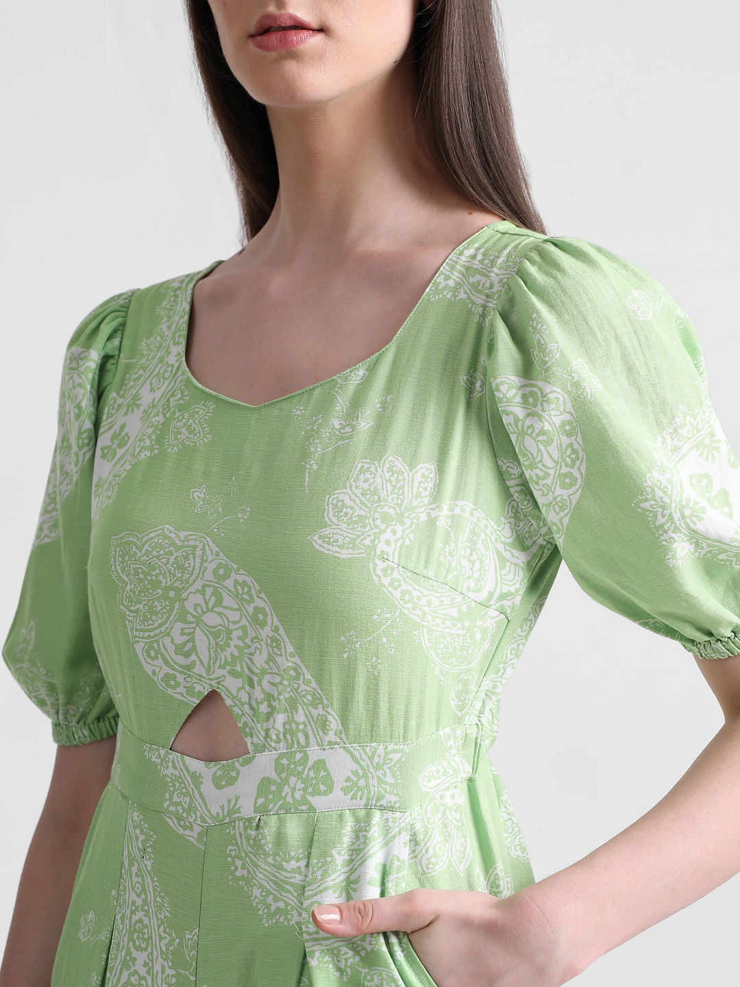 Green Paisley Print Jumpsuit