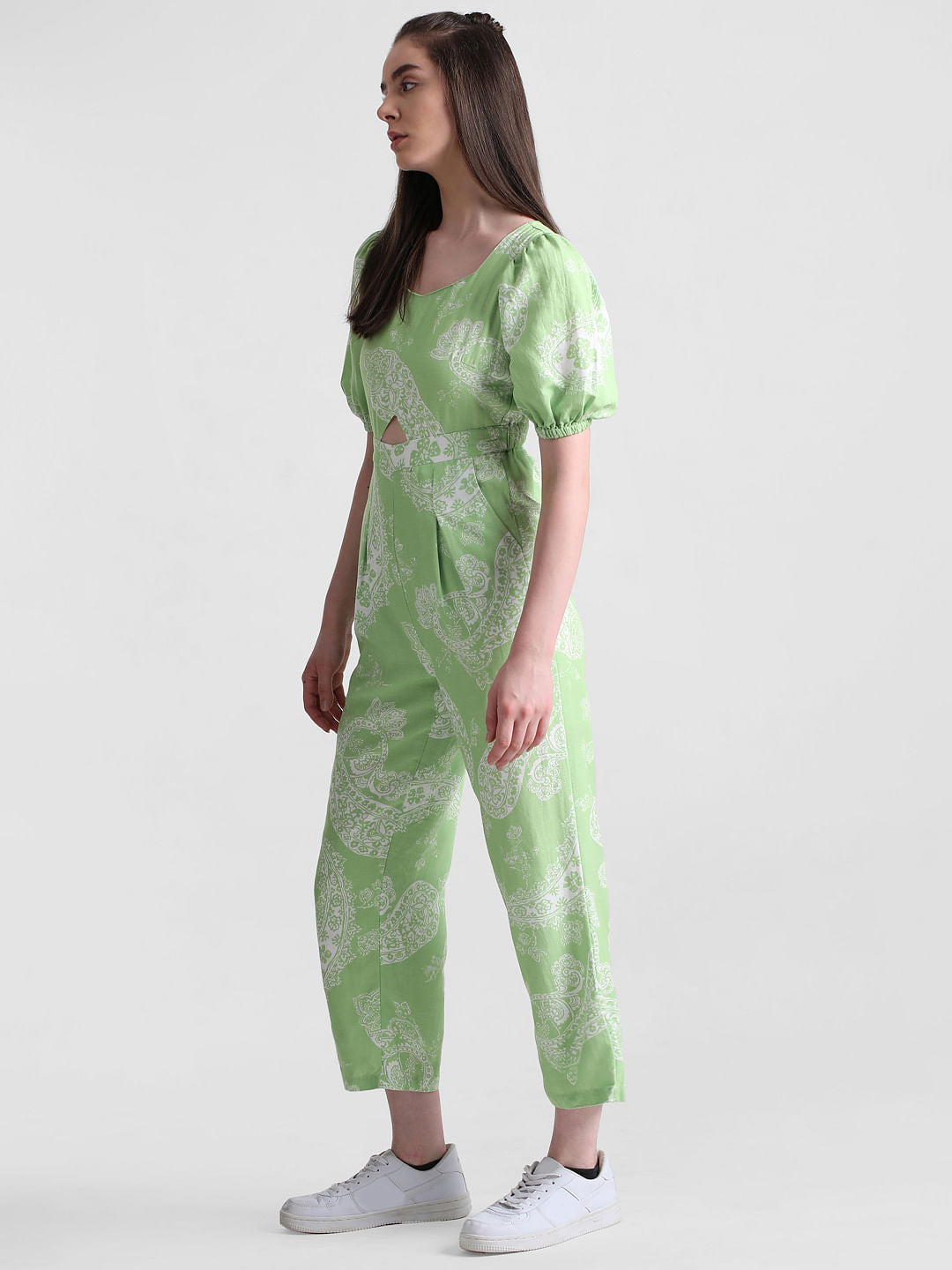 Green Paisley Print Jumpsuit