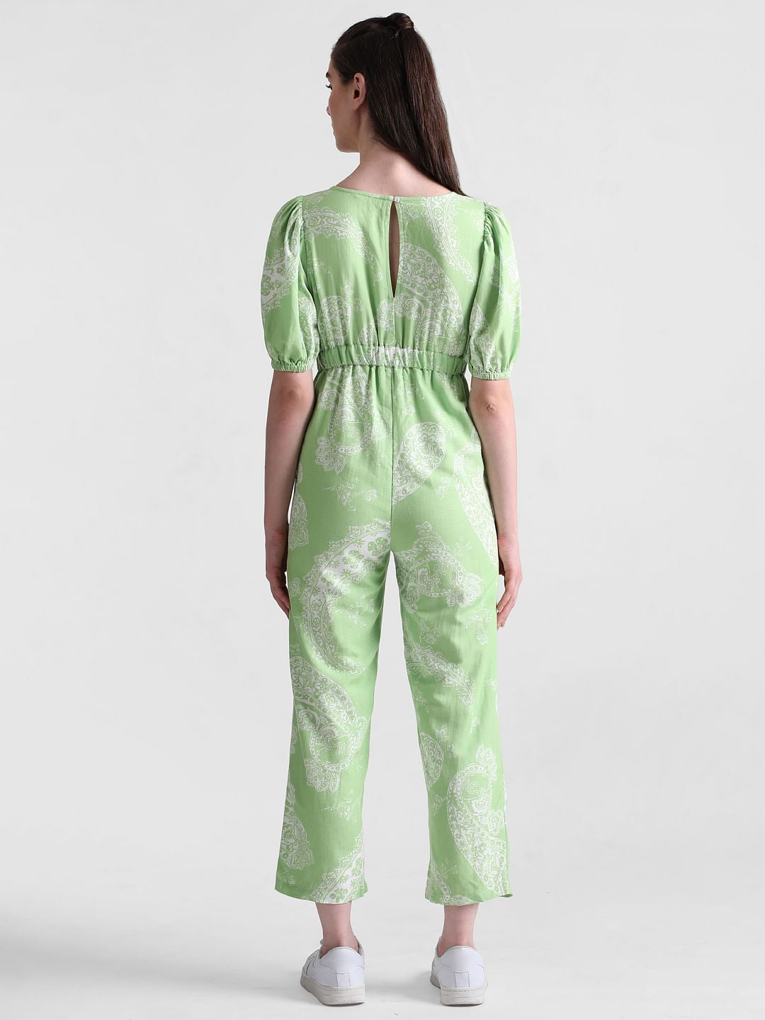 Green Paisley Print Jumpsuit