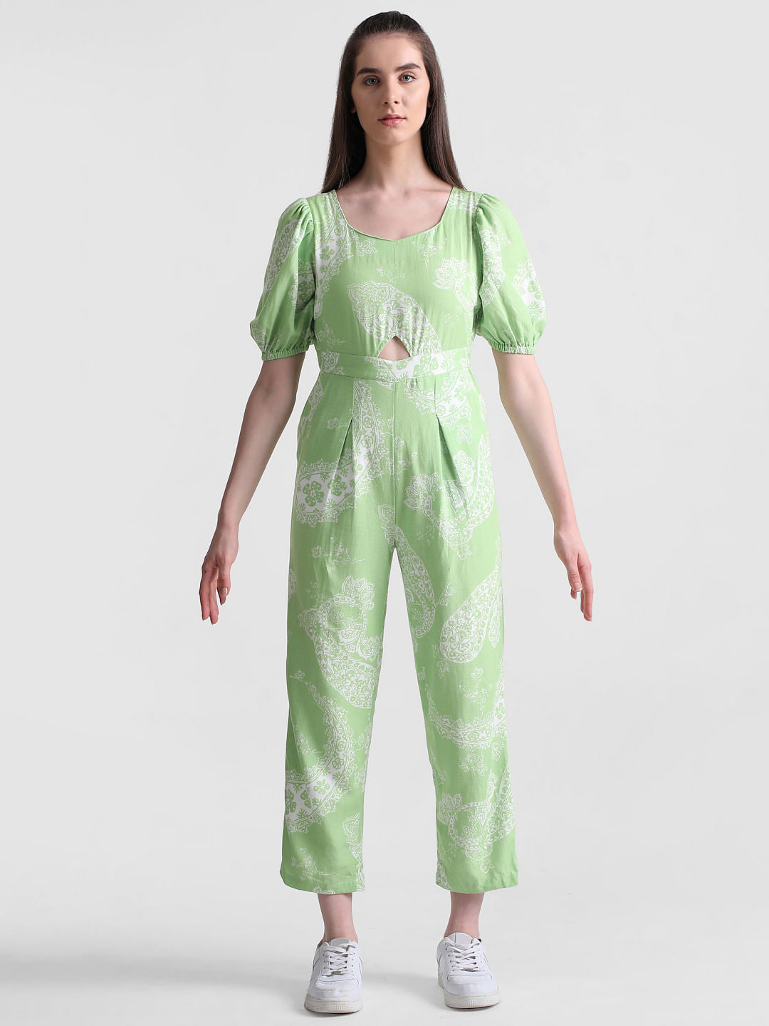 Green Paisley Print Jumpsuit