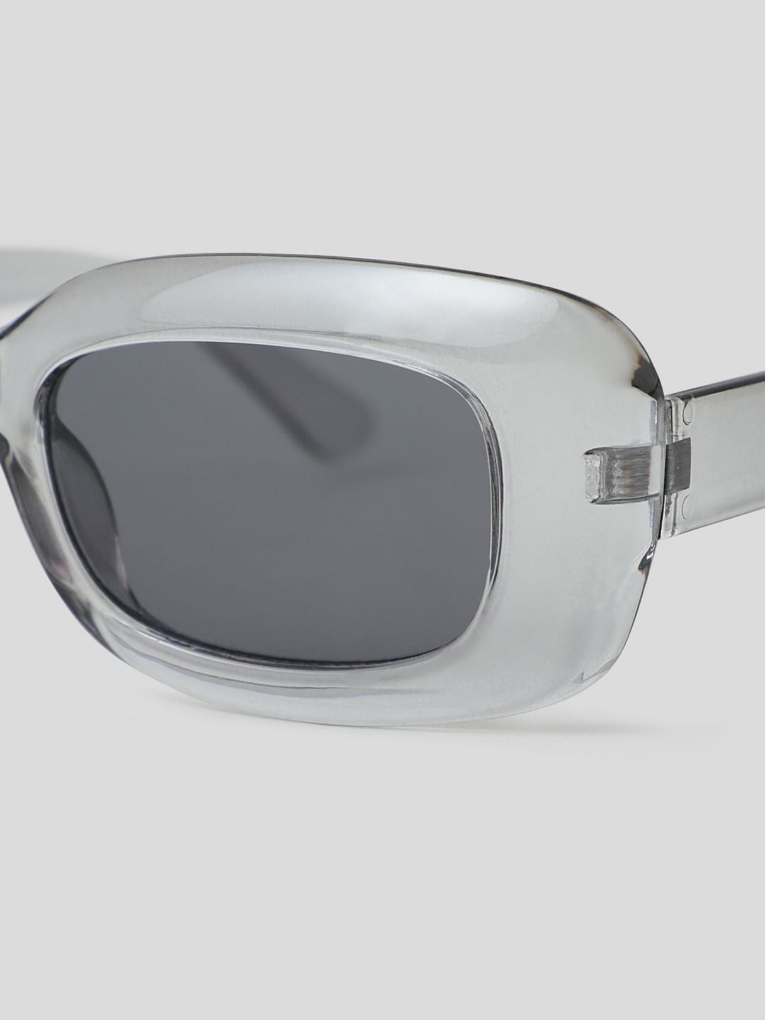 Grey Clear Rectangular Sunglasses