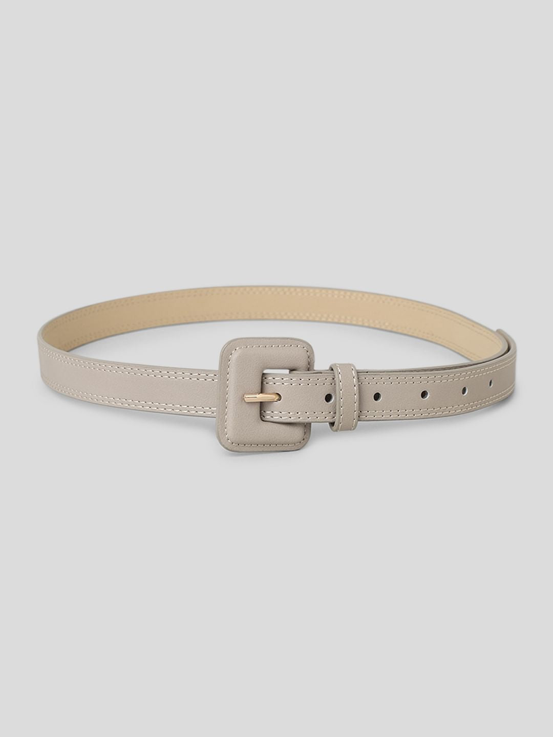 Beige Square Buckle Belt