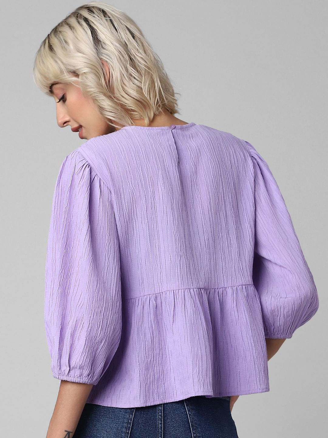 Purple Textured Peplum Top