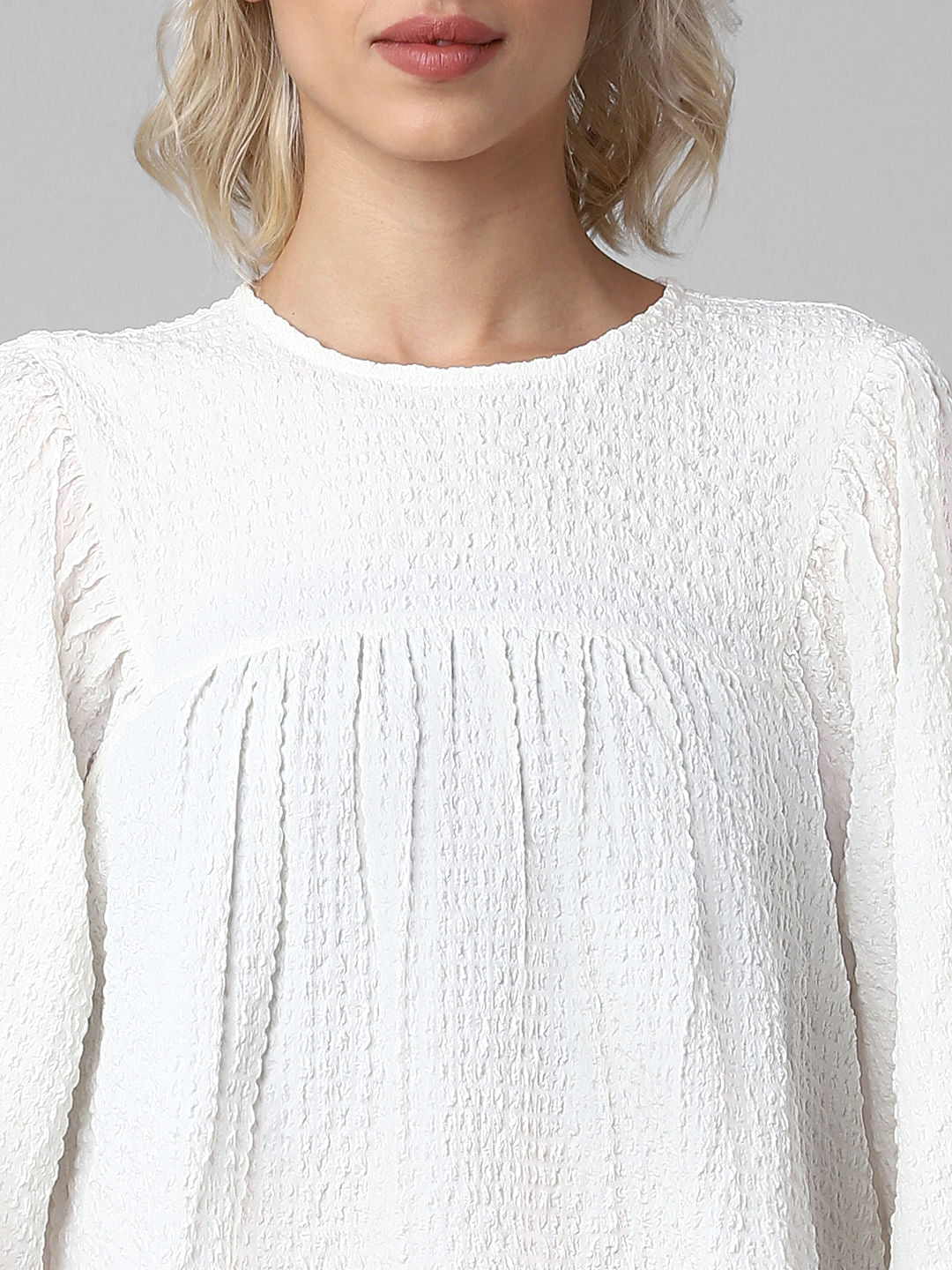 White Textured Flared Top - Only