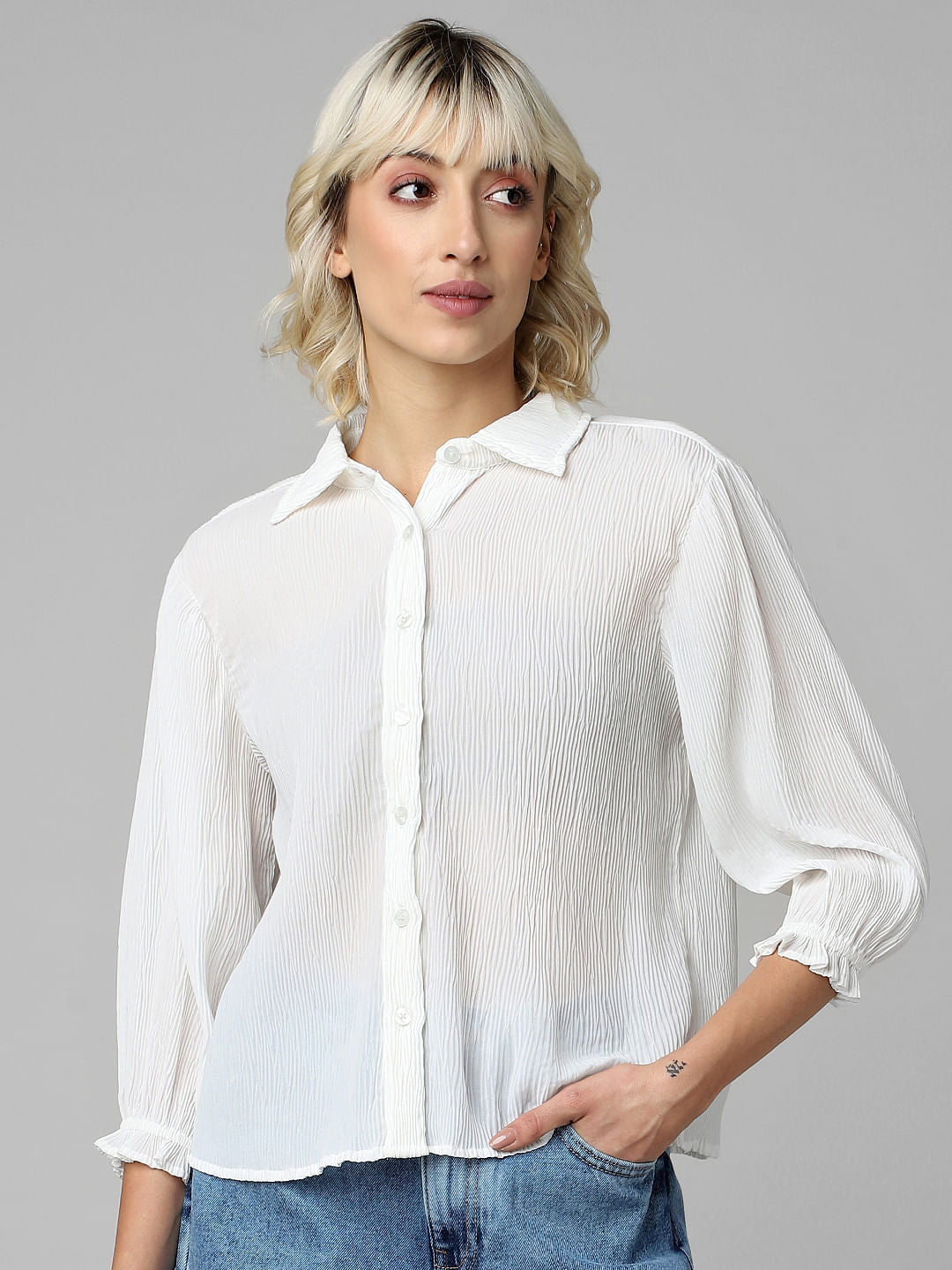White Crinkled Shirt