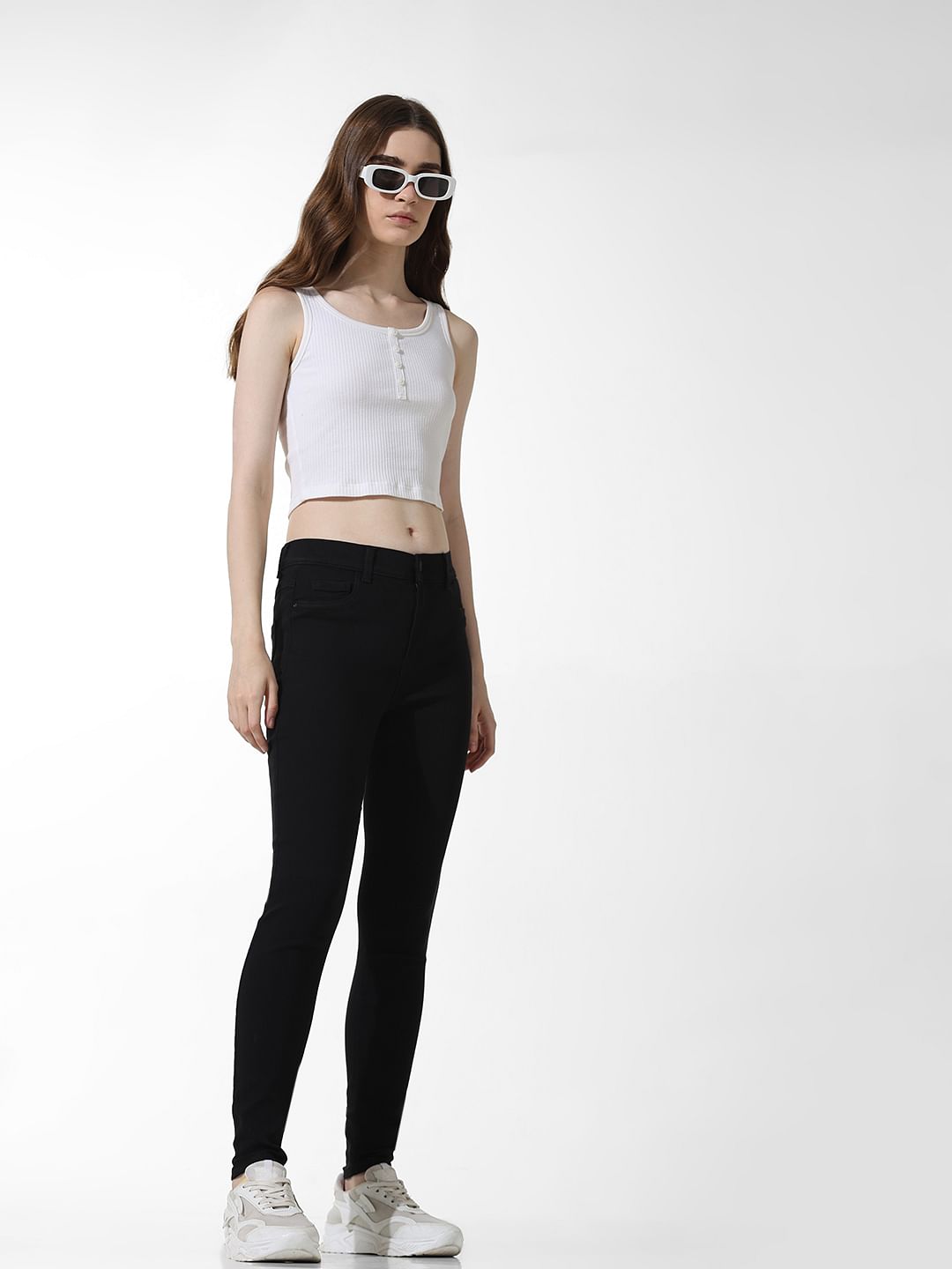 Black Mid Rise Skinny Jeggings