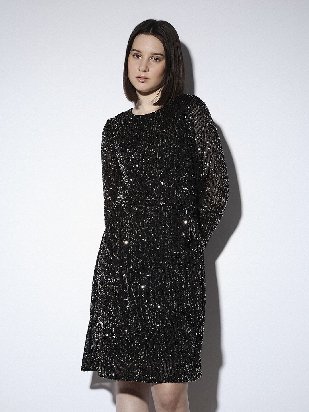 Black Sequin Detail Dress