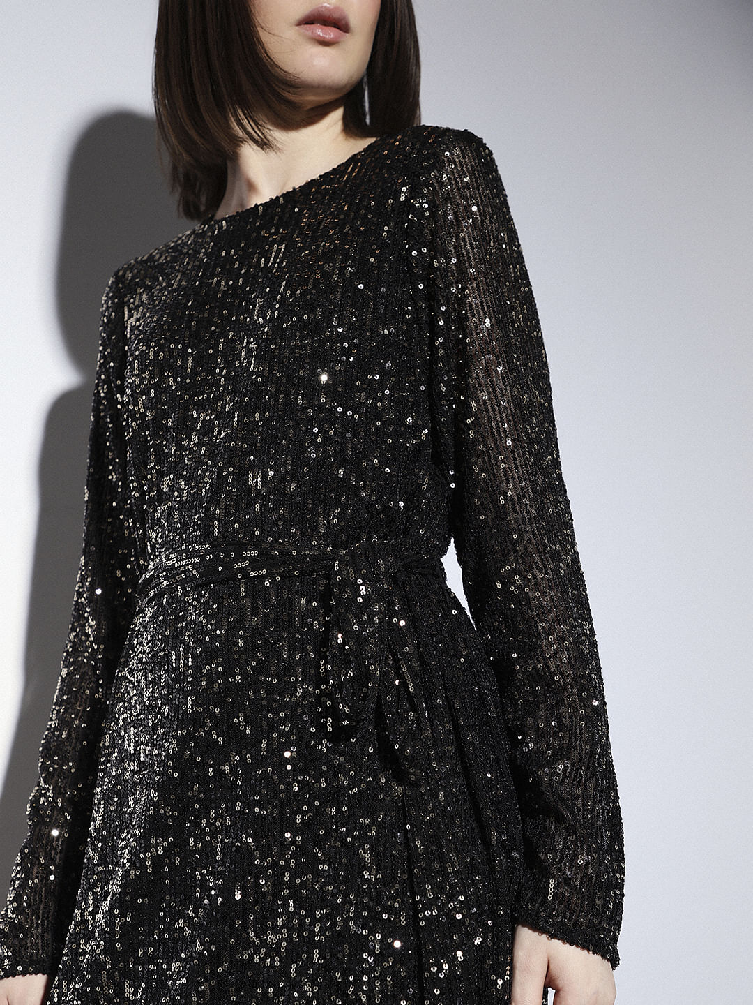 Black Sequin Detail Dress