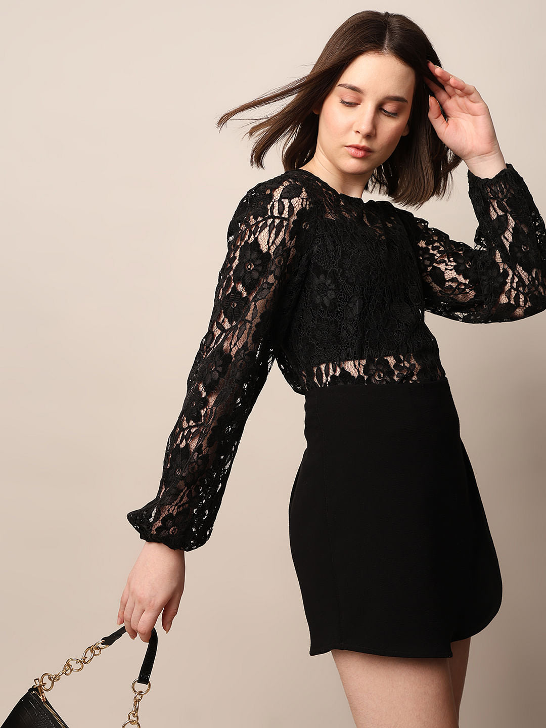 Black Sheer Lace Top