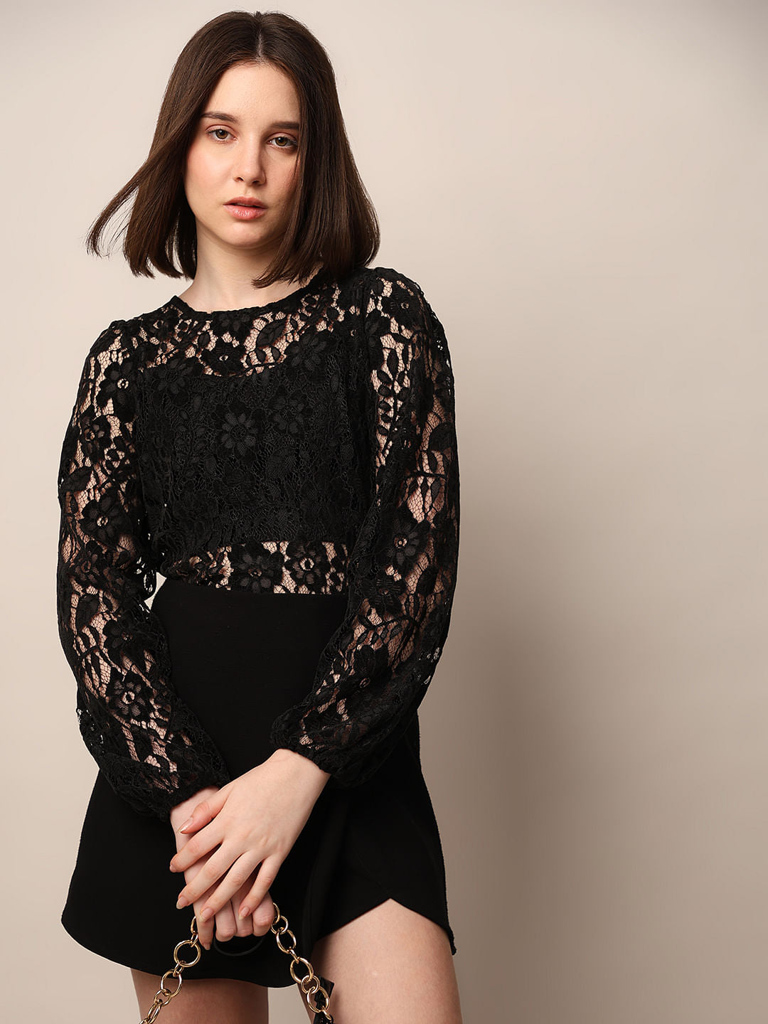 Black Sheer Lace Top