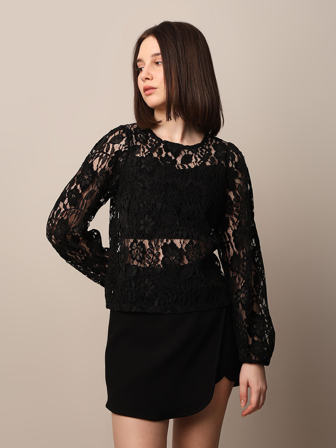 Black Sheer Lace Top