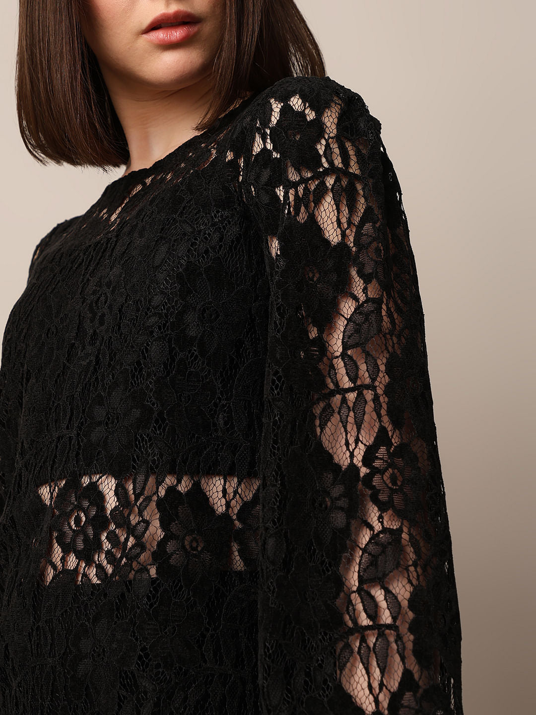 Black Sheer Lace Top