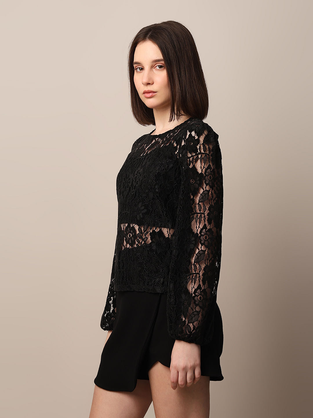 Black Sheer Lace Top