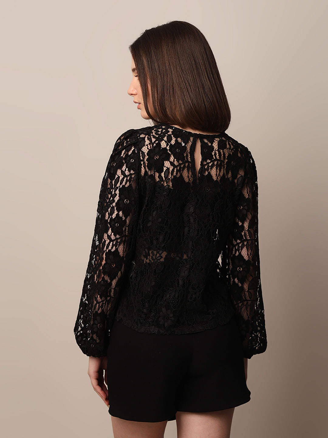 Black Sheer Lace Top