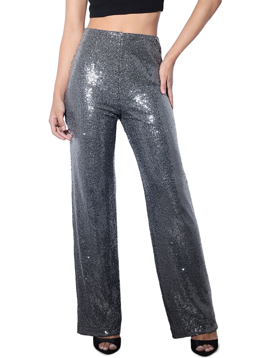 Silver Sequined Co-Ord Set Pants