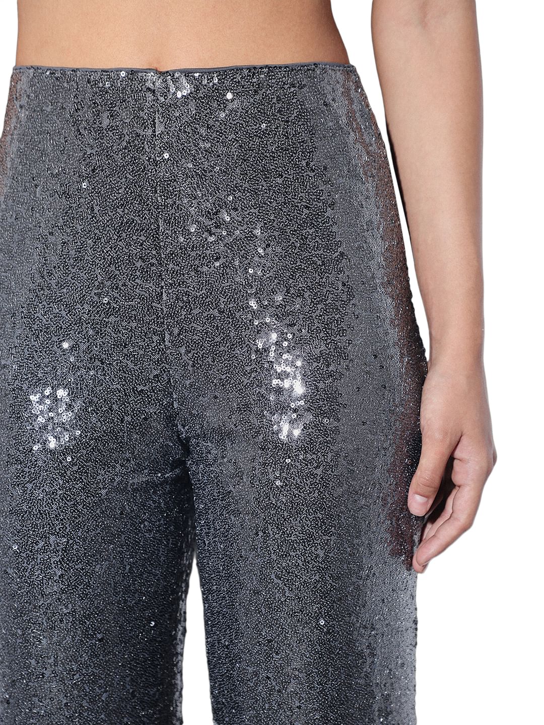 Silver Sequined Co-Ord Set Pants